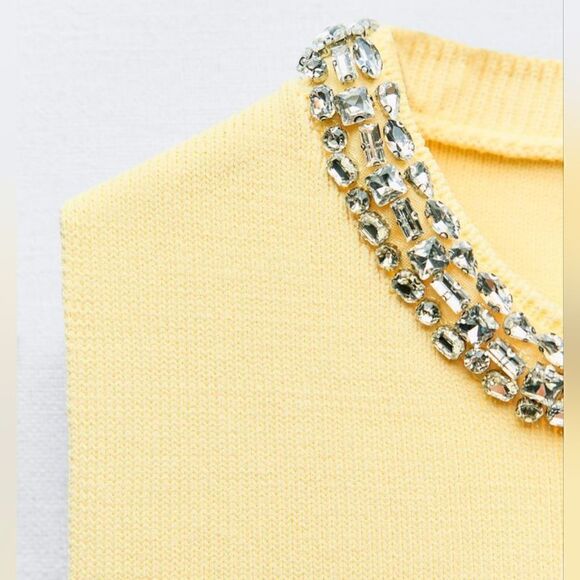 ZARA JEWEL PLAIN KNIT TOP - Picture 8 of 10